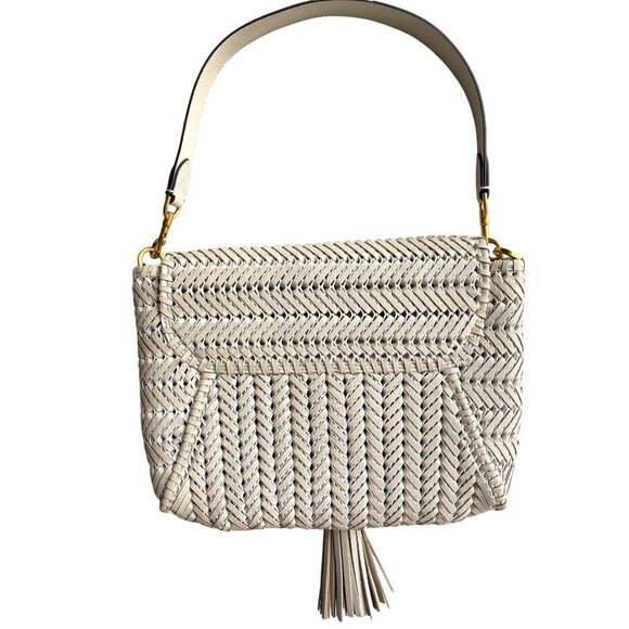 Anya Hindmarch Neeson Tassel Shoulder Bag Capra Leather Chalk White - Picture 2 of 13